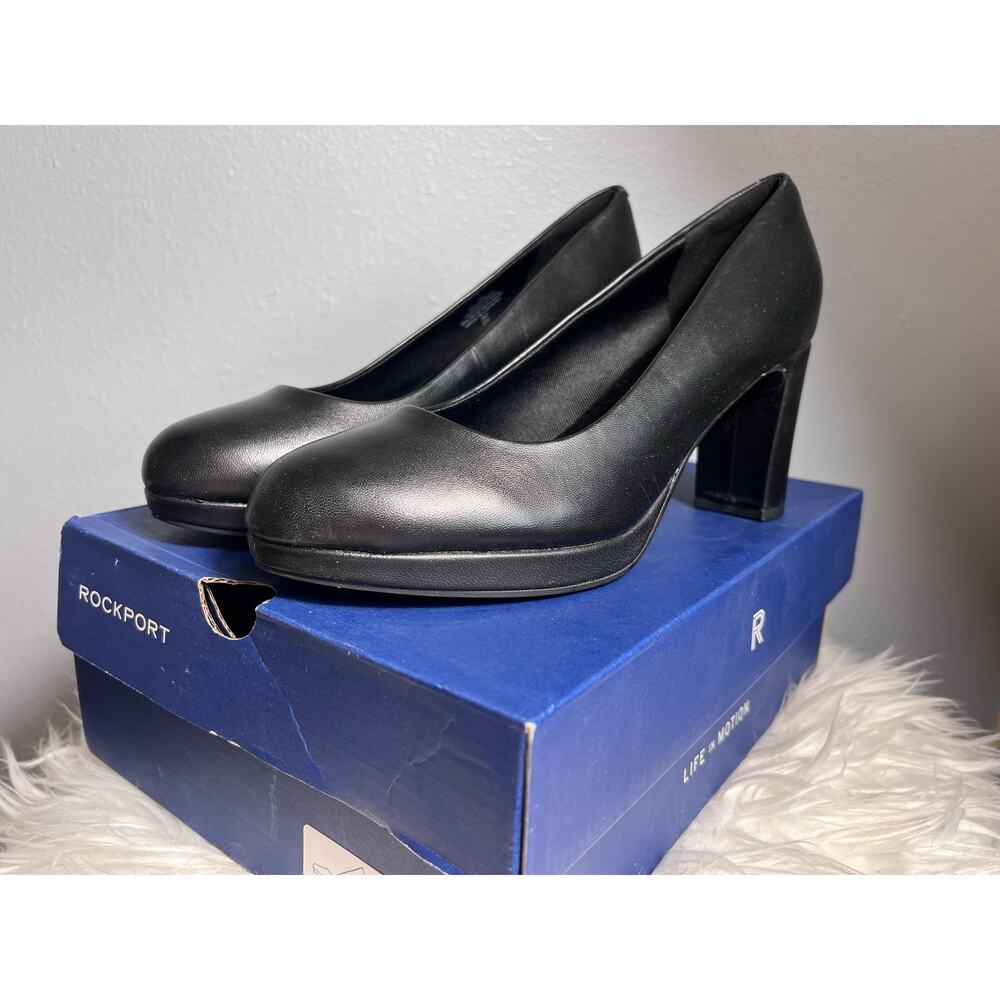 Rockport Black Carmen Pump Heel Sz 9 Minimalist Comfort Capsule Luxe Old Money